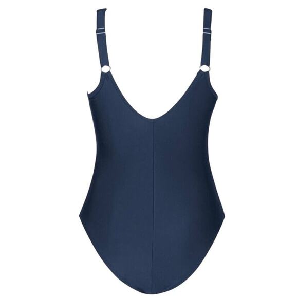 Cupshe Plus Size 3X One Piece Swimsuit Blue V-Neck Mesh Sheer Panel Tummy Contro - Picture 5 of 9